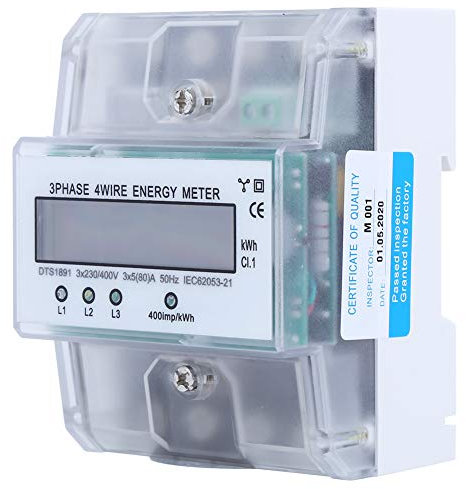 Compteur d'énergie électrique, Compteur triphasé à 4 Modules sur Rail DIN, 50 Hz Équipement électrique pour Systèmes de Sous-compteur