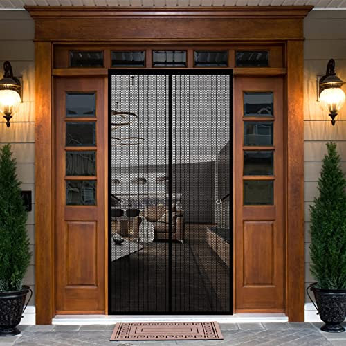 Fliegengitter Fliegenschutz 135 x 190 cm Insektenschutzgitter Ohne Bohren Automatisches Schließen Fenster-Fliegengitter Für Alle Fenster Bis, Schwarz