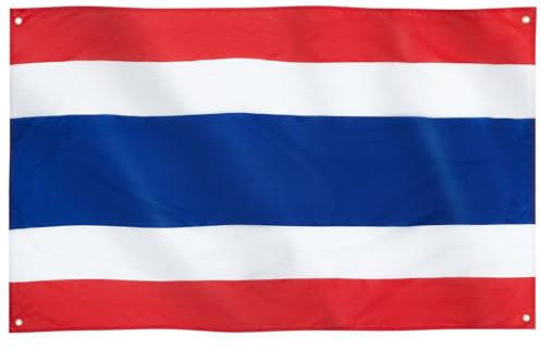 Runesol Thailand Tricolor National Flag, 91x152cm, 3ft x 5ft, 4 Grommets, Eyelet in Every Corner, Ideal for Celebrations on National Day and Coronation Day, Thong Trairong, Premium Quality