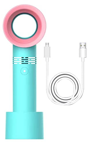 MOTUZP Ventilador de Mano sin Aspas Ventilador sin Aspas Mini Ventilador de Mano sin Aspas Mini Ventilador Portátil Recargable por USB de 3 Velocidades para Niños, Niñas, Mujeres, Hombres, Azul