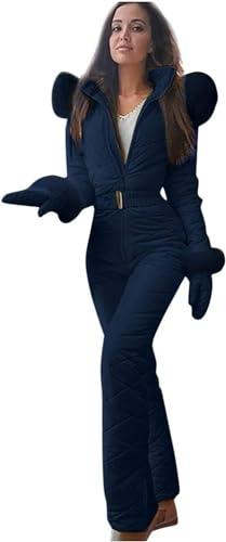 Vagbalena Tuta da Sci Invernale da Esterno per Donna Impermeabile Antivento Tuta da Sci Invernale Calda Abbigliamento Sportivo Tuta Sportiva Giacca in Pile (Blu,M)