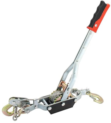 LFGUD Come Along Winch, 5 Ton Dual Gear Power Puller, 3 Hooks 10Ft Heavy Duty Steel Cable & Anti Skid Handle, 10,000 Lbs Load Capacity