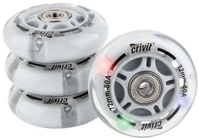 Crivit Inliner Rollen Set mit Kugellager 72-90 mm Mit oder Ohne LED (LED 72 mm)