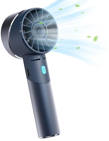 Lepwings Handventilator, Mini Ventilator USB aufladbar mit 4 Geschwindigkeiten, 16 Stunden lange Arbeitszeit, Klein tragbarer Ventilator für Reisen, Büro, Zuhause, Draußen - Marineblau