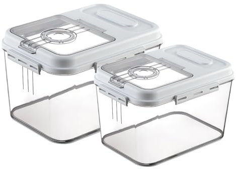 Toolzia 2Pcs Rice Dispenser 7.5+15kg, Airtight Rice Flour Cereal Storage Container Cereal Storage Bin For Kitchen