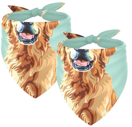 Hundehalstücher mit Golden Retriever-Muster, waschbar, dreieckig, für kleine, mittelgroße und große Hunde, Katzen, Haustiere, 2 Stück
