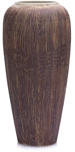 Vase Céramique Rustique de 34 cm, Grand Vase en Terre Cuite pour Décoration de Ferme, Vases en Poterie pour Table, Entrée, Étagère, Manteau de Cheminée, Salon, Cuisine, Décor de Cheminée