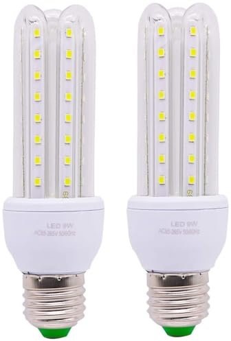 Ampoules LED E27 Blanc froid 6000K, 9W 800LM Ampoule Economie Energie verre métal, E27 Culot à Vis, Ampoules LED intérieur lumière pour l’éclairage domestique, SMD 2835 U Non-dimmable (2 pièces)