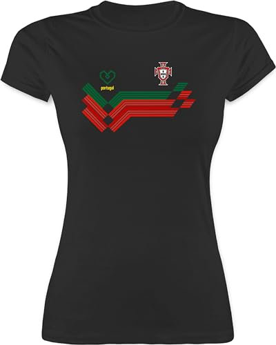 Shirt Damen - Fußball WM - Portugal Fanartikel EM | Portugal Wappen - M - Schwarz - eu Fussball 2024 Tshirt zur Fussball-Europameisterschaft 24 Europameisterschaft t-Shirt w Shirts fu Ball