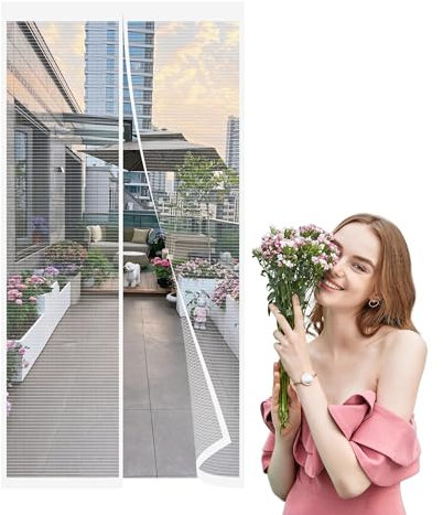 Insektenschutz Pendeltür,145x70cm nsektenschutzschwingtür,Fliegengitterdrehtür,Insektenschutz Spannrahmen-Tür Weiß