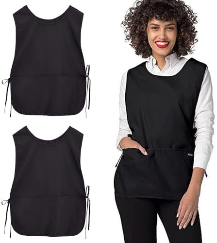 Oaygat Unisex Black Chef Apron aterproof Adjustable Aprons Catering Apron with Pocket for Men Women Waitress Servers with Pockets Cotton Canvas Work Aprons for Gardening Restaurant Cafe Bar Shop