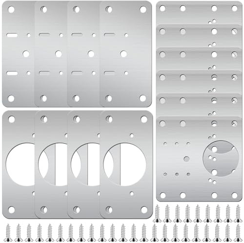Hengxinc 14 Pcs Hinge Repair Plate, Stainless Steel Cupboard Kitchen Door Hinge Repair Plate with Screw,for Kitchen Cupboards, Cabinets, Doors