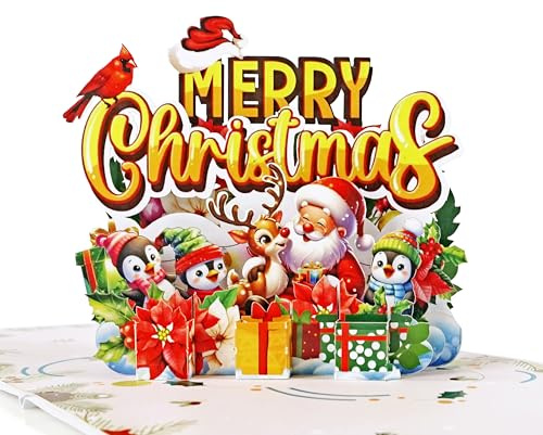 CUTPOPUP Frohe Weihnachten Weihnachtskarten 2025, Pop Up Karte Weihnachten, Weihnachtskarte für Sie Ihn Ehefrau Ehemann Familie Sohn Tochter Mama Papa (Merry Christmas) US8-CN305DE