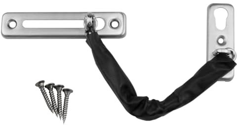 Mfingey Edelstahl-Sicherheitskette, Sicherheitstürkette, Türschloss, Fensterriegel, Sicherheitstür mit Kette, Türkettenschloss (Silber), 1 Stück