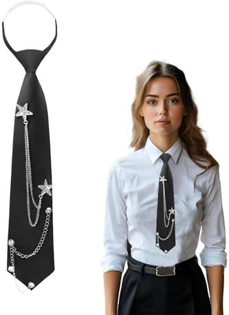 Kinretixia Cravate Noire Longue pour Femme et Fille - Uniforme JK Fine et Réglable pour Remise de Diplôme, Affaires, Multicolore, L