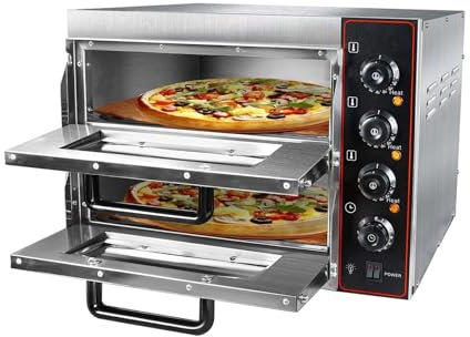 XSDAJSD Four à Pizza Professionnel à Deux étages - Grille-Pain électrique en Acier Inoxydable de 40 cm, Fours à Pizza d'intérieur de comptoir, avec minuterie de 60 Minutes, cuiseur Yakitori