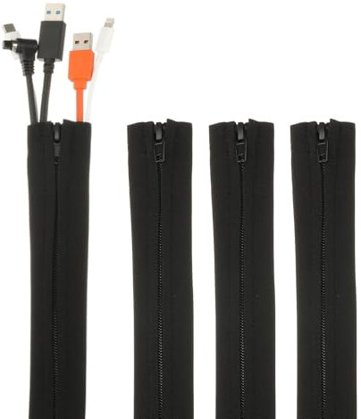 PATIKIL Cable Management Sleeve, 4Pcs 20Inch Zipper Cable Sleeve Protector Cord Organizer for Cover Wire Extension Cord TV Computer