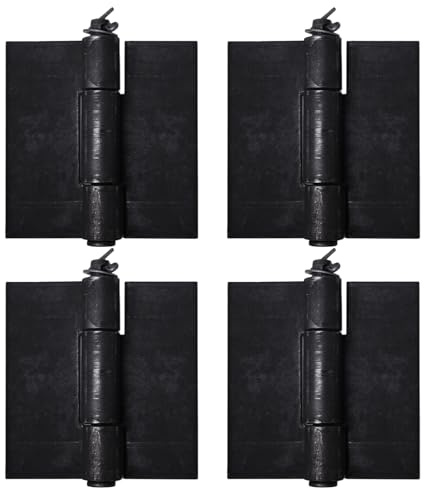 Storystore 4 Pcs Door Hinges 110 x 105 mm Metal Weldable Gate Hinges | Black Weld On Butt Hinges, Corrosion and Rust Resistant Trailer Hinge for Gate Garage Trailer Doors