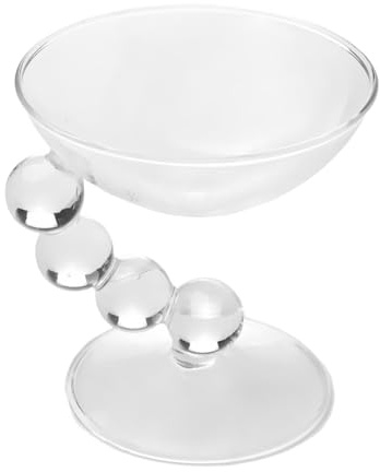 Ronyme Bol à dessert en verre, coupe à glace, avec pied en perles, design rétro créatif, récipient pour dessert, pour pudding, petit-déjeuner, usage, Clair