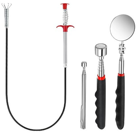 Shwdsy Aimant Telescopique, Griffe Pince Telescopique, Magnétique Tige Telescopique avec Miroir Télescopique, Flexible et Rétractable, pour la Prise D'outils, L'entretien, L'inspection