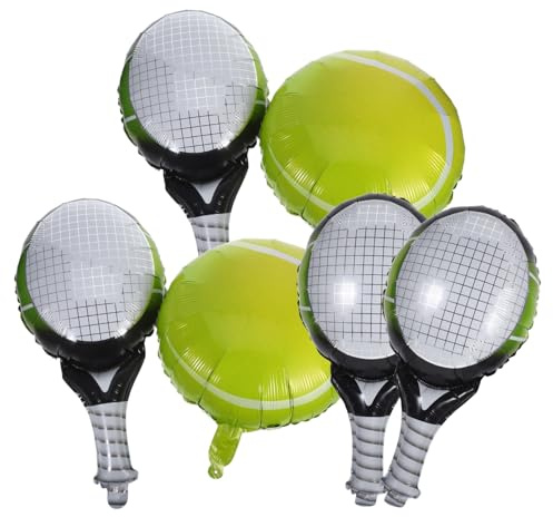 ERINGOGO Tennisballonger och Tennisklubbor i Aluminiumfolie Sportiga Dekorationer för Tennisfester och Barnkalas Metallisk Glans med Lekfull Design för Temafester och Shower