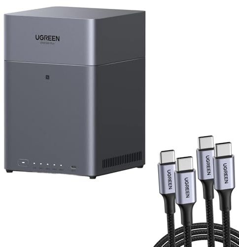 UGREEN NASync DH4300Plus NAS a 4 alloggiamenti con 2 cavi USB da 100 W (confezione da 2)