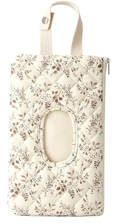 Floruvia 1 Quilted Feuchttücher Tasche, Baby Feuchttücher Etui Zum Aufhängen, Tragbare Feuchttücher Hülle Für Kinderwagen Auto Reise (Blumenmuster)