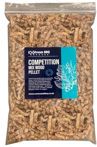 Exstream BBQ Premium Hardwood Pellets 100% Natural 9kg COMPETITION Blend - Cherry Hickory Maple Smoking Pellets For Woodfire Grills, Smokers & Barbecues