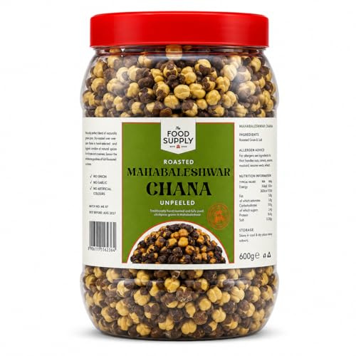 TFS Mahabaleshwar Chana 600g, Roasted Unpeeled Chana, Crispy Roasted Gram Snack, No Onion No Garlic, Indian Namkeen Snack, Tea-Time, Travel & Party Nibbles