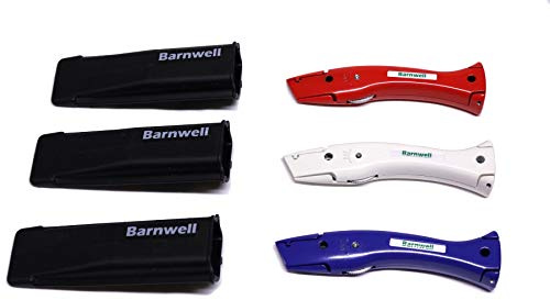 Barnwell Set of 3 Red, White, Blue Dolphin Delphin Carpet Fitters Work Trimming Fixed Knives Knife and Holster NO Blades