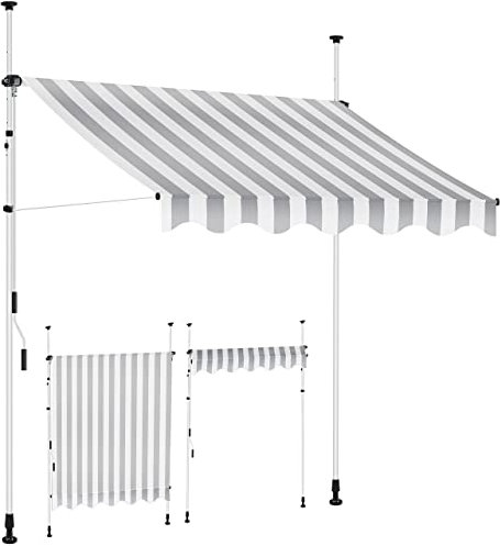 KESSER® Tenda da Sole a Morsetto con manovella per Balcone, Tenda da Sole per Balcone, Regolabile in Altezza, Idrorepellente, Protezione Solare, Copertura per terrazze, Bianco - Grigio, 400cm
