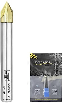 SPEED TIGER Chamfer End Mill - CNC Carving Bits, V Groove, 60 Degree, ICSM1/4 Shank 2 OVL (1 Piece, 1/4 60°) - for Wood, Alloy Steels, Hardened Steels – Mill Bits Sets for DIYers & Professionals