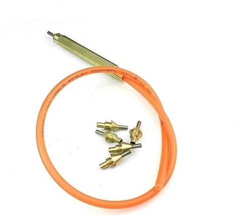 Dental Laboratory Sandblästringsmaskin Reservdelar Sandblästringsmaskin Mässingshandtag Penna Tungsten Stålmunstycke Verktygsbälte 40cm Silikonrör (Color : 1set and 5pcs Nozzle)
