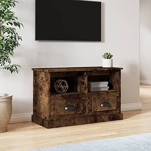 ShCuShan TV-Schrank TV Cabinet Wohnzimmer Schrank Fernseher Schrank TV Sideboard Wohnzimmer Räuchereiche 80x35x50 cm Holzwerkstoff