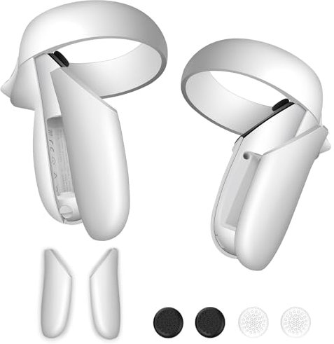Ikpek 1 Pair Battery Cover for Meta Quest 2 Controller, Replacement Battery Back Door Lid Batteries Caps Charging Case Cover Shell Repair for Oculus Quest 2 Left Right Controllers with Thumb Grips