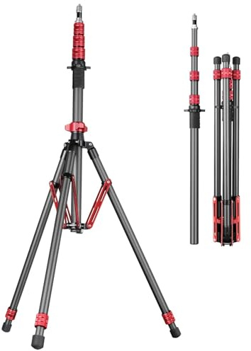 FreeSea Kohlefaser-Lichtständer, verstellbarer Stativständer, 260 cm, für Stroboskop-Kamera, Speedlite Flash Softbox mit Tasche