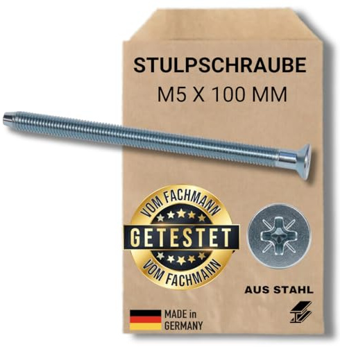 Standard Zuverlässige Zylinderbefestigung: Stulpschraube M5 x 100 mm Zur Zylinder Befestigung, Gewinde mit Spitze, verzinkt