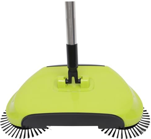 PartyKindom Push Sweeper Broom and Dustpan Floor Sweeper 3-in-1 Hand Push Cleaning Mop 360° Rotating Household Floor Cleaner Green for Home and Office