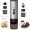 3-in-1-Kaffeemaschine, tragbar, 72 W, tragbare Kaffeemaschine, 12 V, Espressokocher, wiederaufladbar, USB, Espressokocher, Kapseln, Wasserbehälter, 90 ml, für Büro, Camping, Auto, Reise (grau)