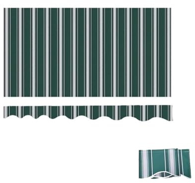 Tenda da sole retrattile a righe verdi, in tessuto di tela, copertura di ricambio per veranda e giardino, 40,6 x 3,5 m