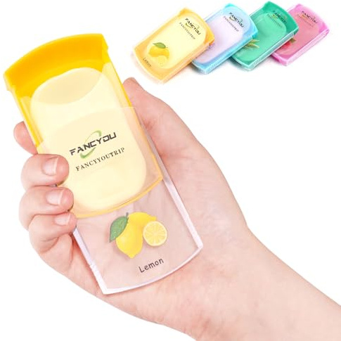 FANCYOU Jabón de Manos de Viaje 200 Pcs Acampar Jabón de Papel Portátil para Senderismo Espuma Mini Desechable Lavado de Manos Baño Perfumado Amigable con la Piel para Barbacoa, Fiesta, Escuela, Niñas