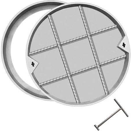 Chiusino Pozzetto Tondo Invisibile, Tombino Carrabile in Acciaio Inox da Incasso per Terrazze, Giardini, Garage e Strade, 30x30 40x40 50x50 60x60 70x70 80x80 cm(80x80x5cm/32x32x2in)