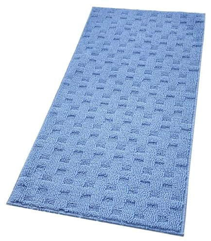 emmevi Tappeto Bagno Morbido Assorbente Antiscivolo 3D Intrecciato Scendiletto Lavabile 45x75 Cm Azzurro