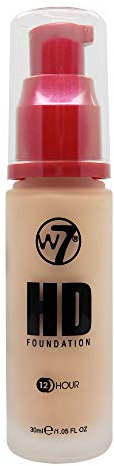 W7 HD Foundation - Oil-Free Liquid Foundation for Poreless, Matte Medium Coverage - 30ml (Sand Beige)