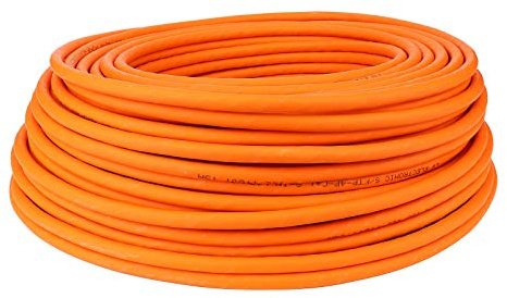 LW Electronic 25GBase-T / 40GBase-T Cat 8.1 Netzwerkkabel 50m 2000 MHz PIMF LSZH 23AWG Verlegekabel Gigabit S/FTP LAN Kabel Datenkabel Geschirmtes Installationskabel Orange