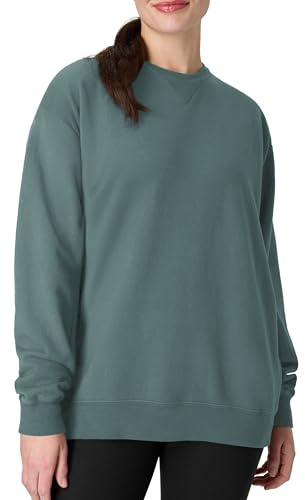 Hanes Men's Originals Fleece, Garment Dyed Pullover, Crewneck Sweatshirts, Cypress Green, Large