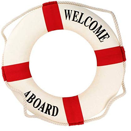 Welcome Aboard Foam Nautical Life Lifebuoy Ring Boat Wall Decoratio Door Hanging Ornament Home Restaurant Kindergarten Wall Hanging Decoration Red 14cm