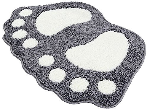 Badezimmer Teppich Tür Fußmatte Badematte - Niedliche Pfote Füsse Toilette Badewanne Dusche Rutschfeste Matte Wasser Absorbierend Schnell Trocknend Waschbar Langlebig Teppich - 40cm x 60cm (Grau)
