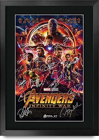 HWC Trading A3 FR Avengers Infinity War Movie Poster Robert Downey Jr Chris Evans Chris Hemsworth Signed Gift FRAMED A3 Printed Autograph Film Gifts Print Photo Picture Display