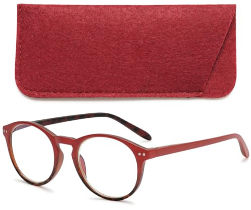 VEVESMUNDO Anti Blaulicht Lesebrillen Computer Damen Herren Federscharnier Klar Groß Runde Retro Vintage Vollrandbrille Lesehilfe Sehhilfe Blaulichtfilter Brille